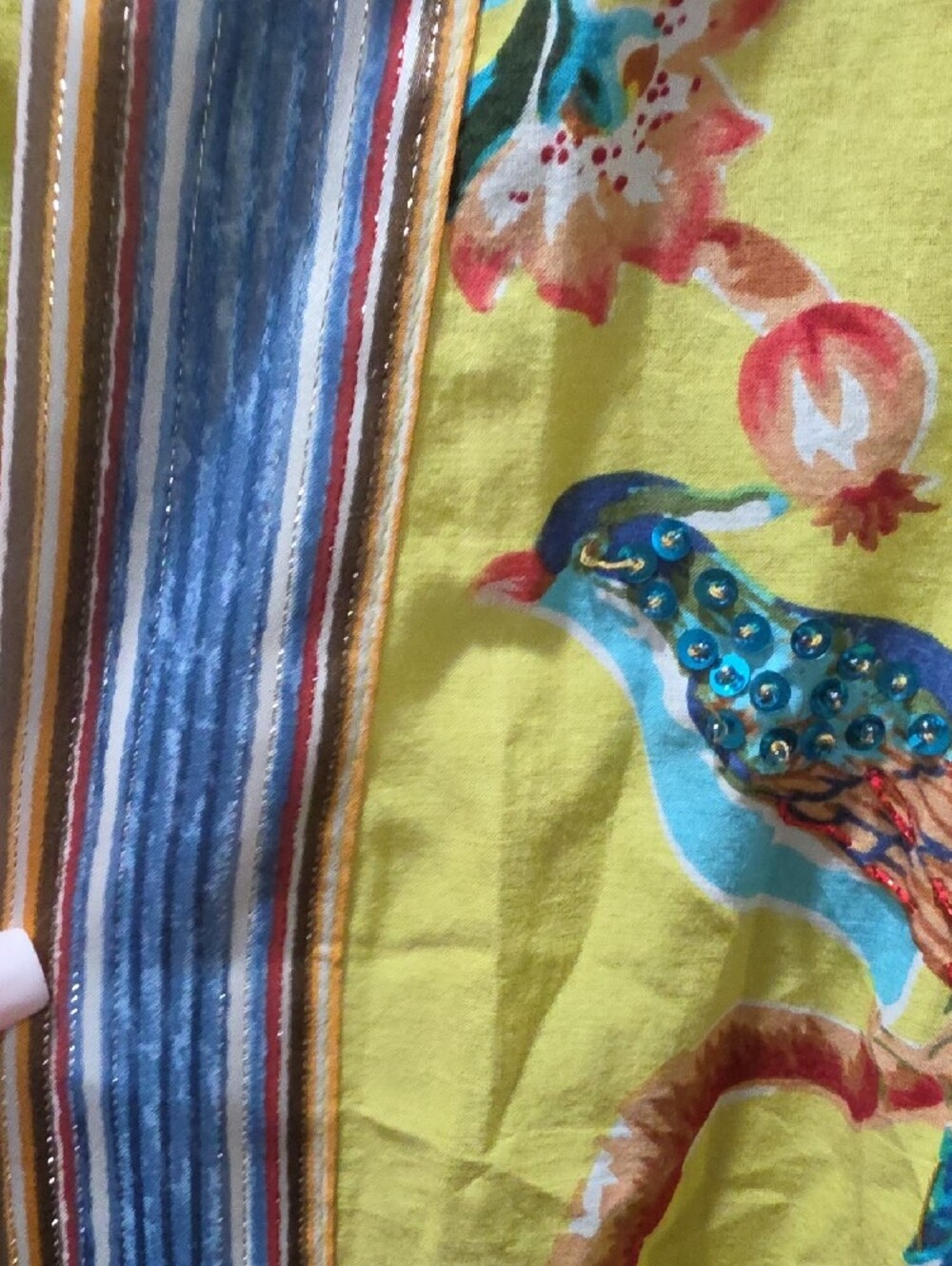 Aratta Silent Journey Women Open Front Floral Peacock Birds Kimono Carnigan - Picture 9 of 12